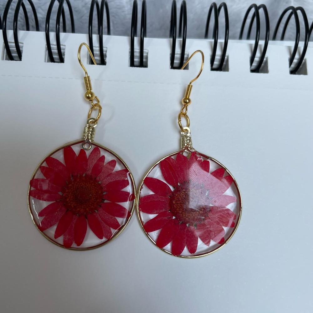 Elegant Red Floral Earrings